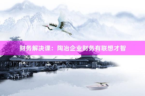 财务解决课：陶冶企业财务有联想才智